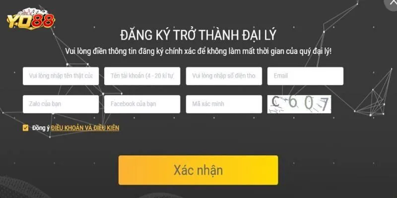 Hướng dẫn đăng ký trở thành đại lý cổng game Yo88